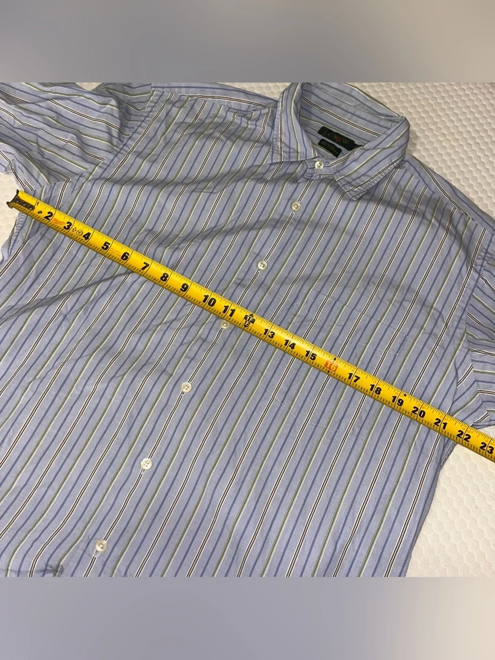J. Crew Men's Light Blue and White Striped Button-Down Shirt